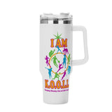 Personalized 40oz Stainless Steel Tumbler Gift With White Handle and Straw