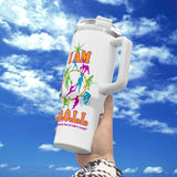 Personalized 40oz Stainless Steel Tumbler Gift With White Handle and Straw